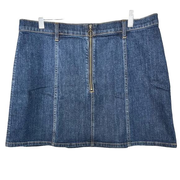 J CREW Trademark Denim Zip Front Denim Chambray Mini Skirt 1960's High Waist 32 - Picture 1 of 5